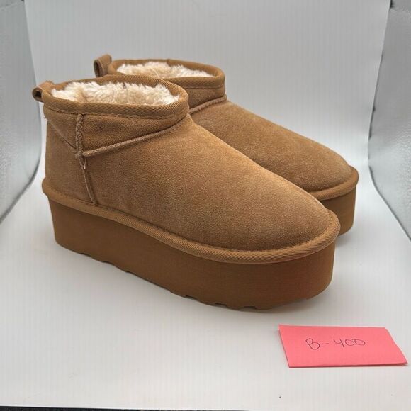 CUSHIONAIRE Hippy Womenβs Platform Ankle BootsβSIZE 6 CHESTNUT - Picture 1 of 7